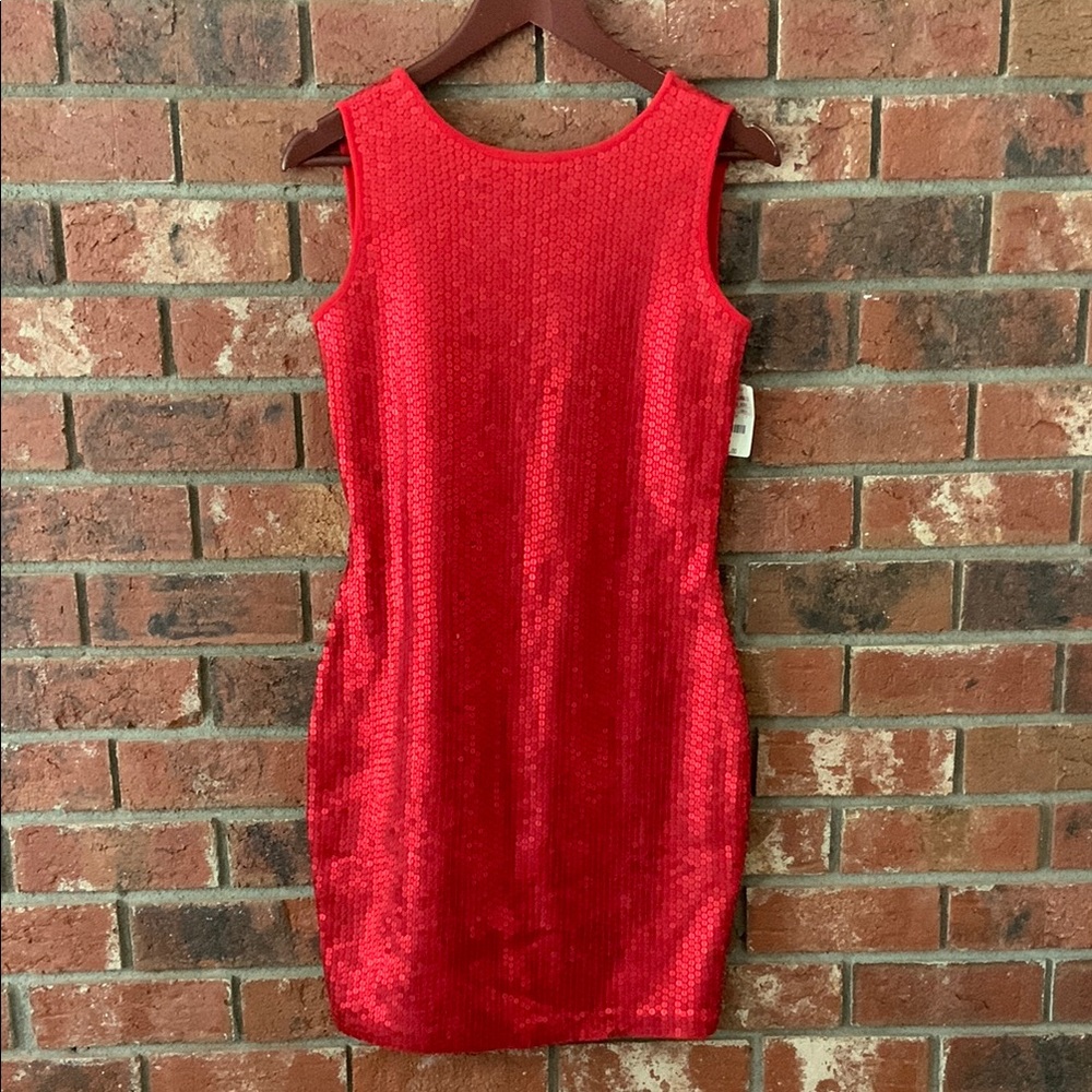 Vintage A. J. Bari Elegant Sleeveless Red Sequin Dress